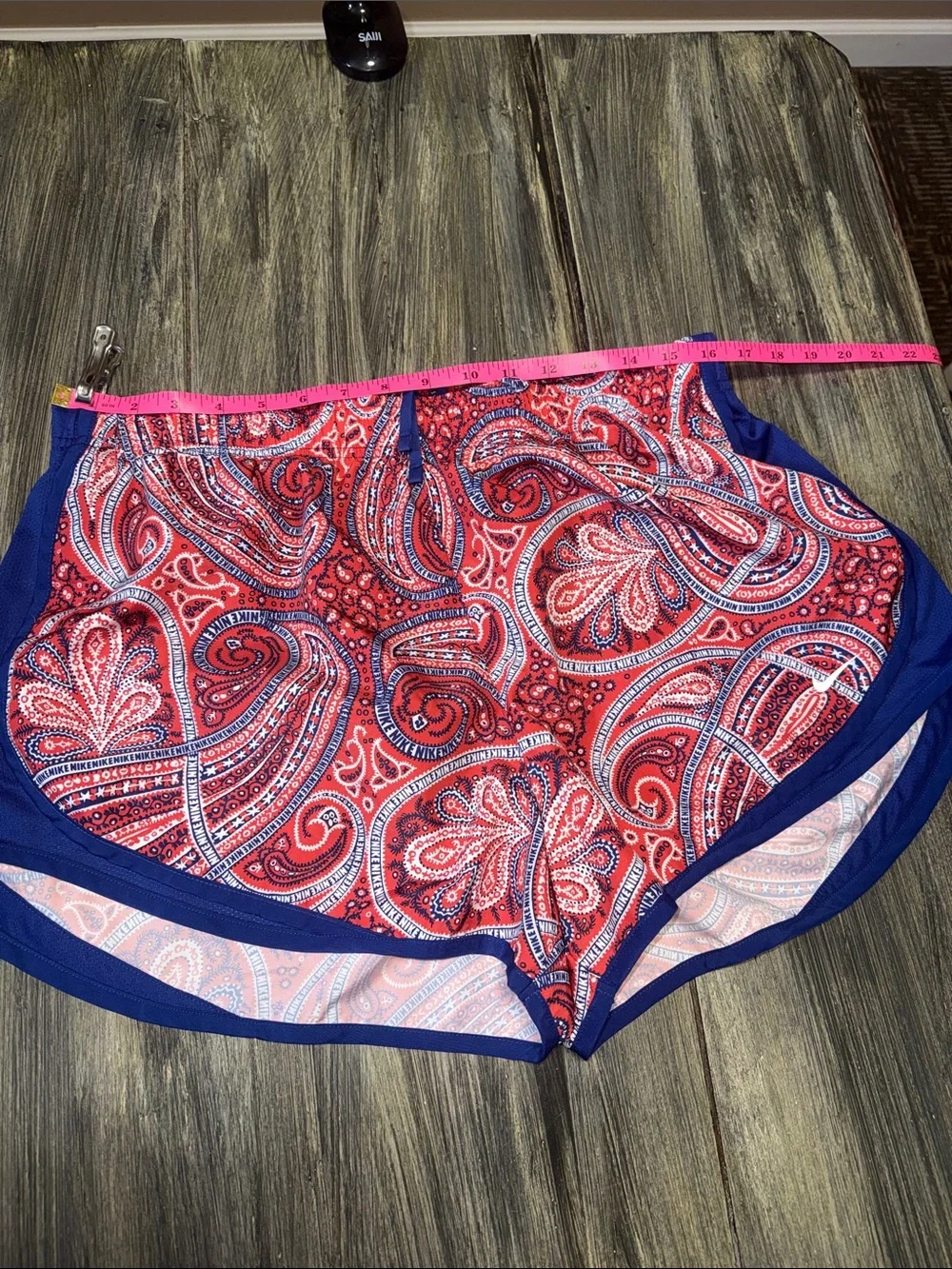 Nike Blue Shorts with Red Paisley Waistband